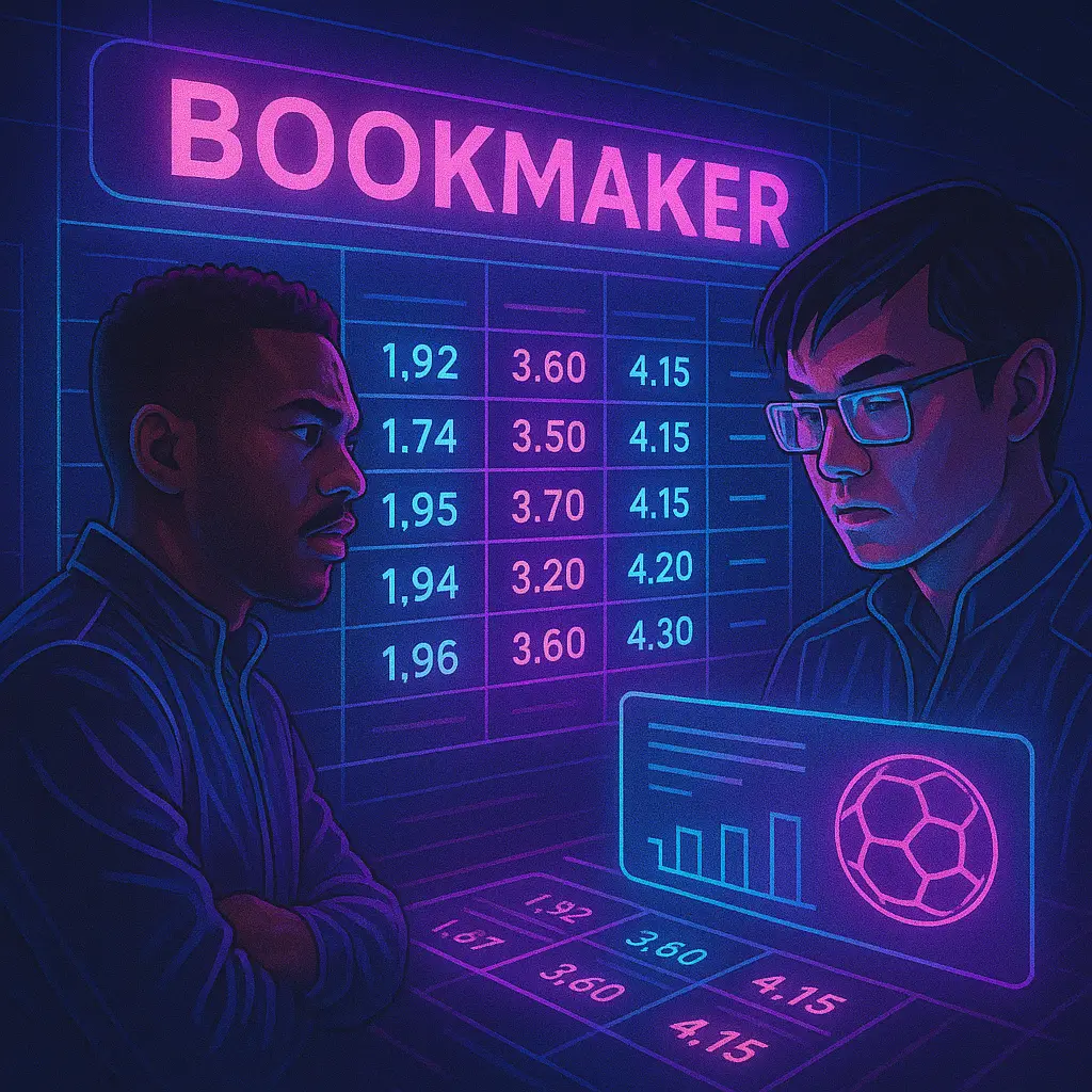Hybrid Asian and African bookmaker interface with glowing odds grid